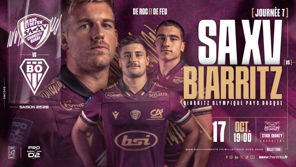 Affiche match rugby SA XV Biarritz 17 octobre.