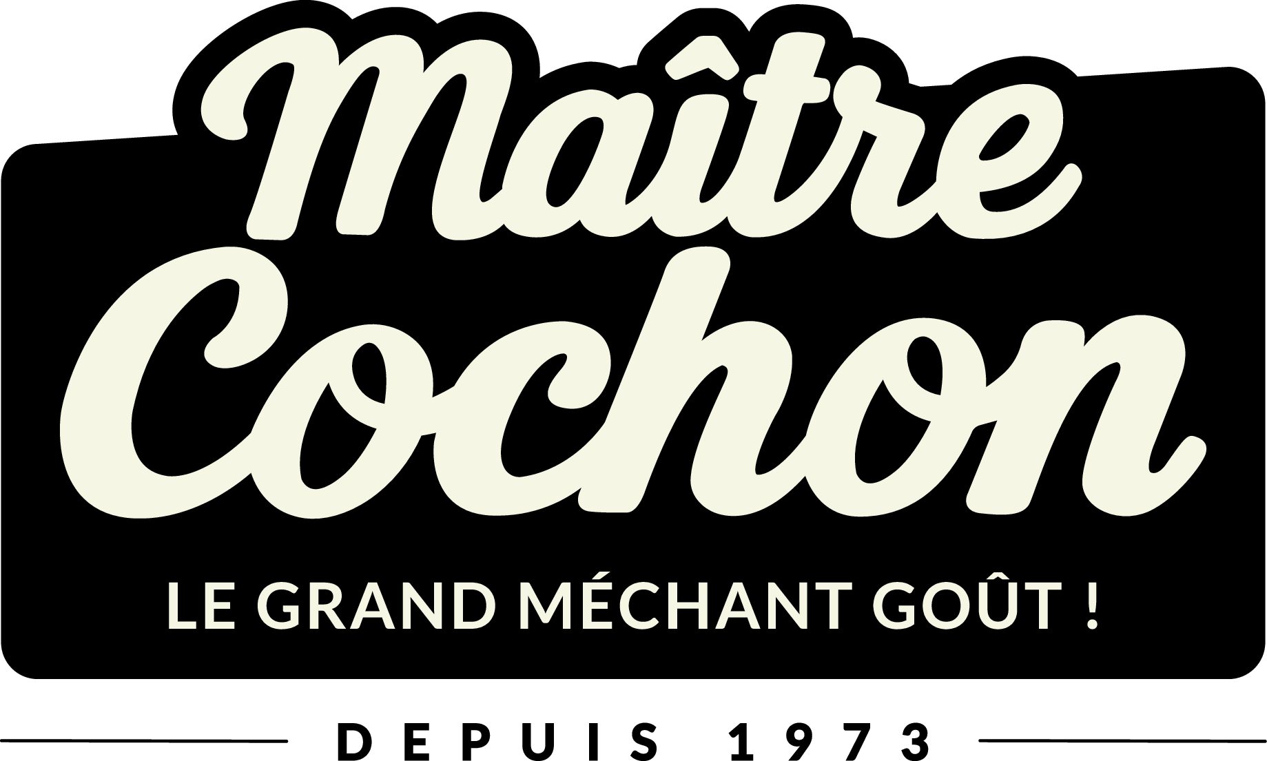 Logo Officiel MAITRE COCHON 2026 Cartouche noire + Texte blanc + Baseline noir
